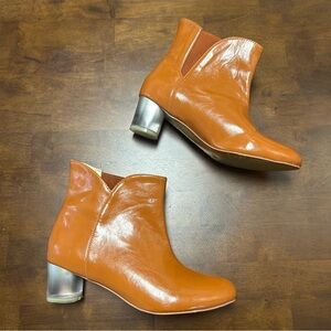 Arden Wohl Cri De Coeur Vegan Leather Booties with Lucite Heel Size 8